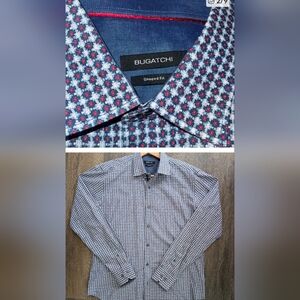 Bugatchi Men's Large, Shaped Fit Dress Shirt